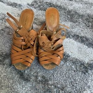 100% Authentic Coach ankle wrap heels Size 5